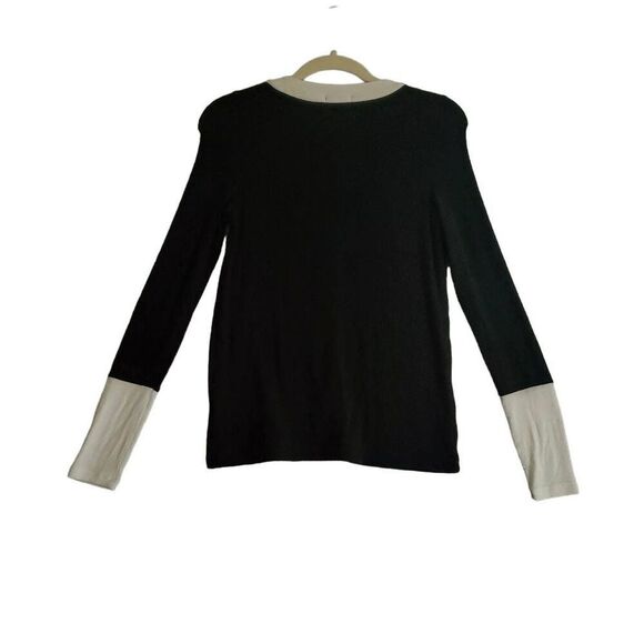 ATM Women's Black Long Sleeve Combo Modal Button Down Cardigan Small AW152-JAY - Picture 2 of 5